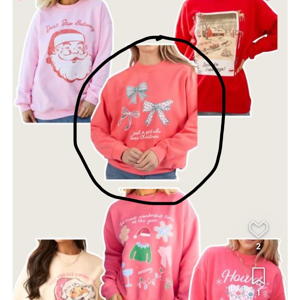 In search of!
Pink Christmas Bow Sweatshirt